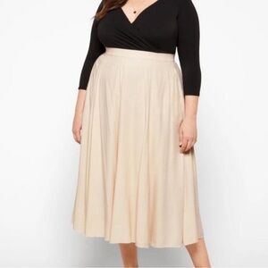 NWT 11 Honore Farrah Jacquard Print Midi Skirt Women’s Size 22 Cream